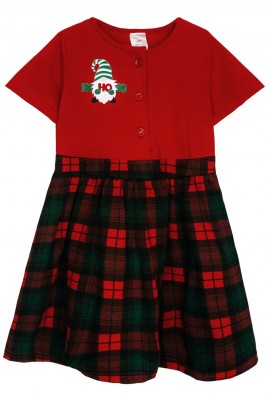 Платье для девочки 81204 - красный-зеленая клетка