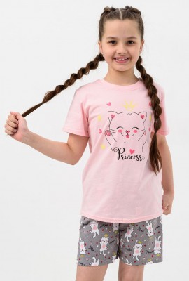 Пижама Малявка детская короткий рукав с шортами - розовый